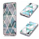 For Huawei P20 Plating Marble Pattern Soft TPU Protective Case(Green White) - 1