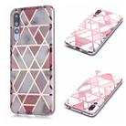 For Huawei P20 Pro Plating Marble Pattern Soft TPU Protective Case(Pink) - 1