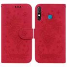 For Infinix Hot 8 X650 CC7 Butterfly Rose Embossed Leather Phone Case(Red) - 1