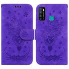 For Infinix Hot 9 X655C / Note 7 Lite Butterfly Rose Embossed Leather Phone Case(Purple) - 1
