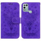 For Infinix Hot 10 Play / Smart 5 India Butterfly Rose Embossed Leather Phone Case(Purple) - 1