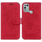 For Infinix Hot 10 Play / Smart 5 India Butterfly Rose Embossed Leather Phone Case(Red) - 1