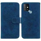 For Infinix Hot 10 X682 Butterfly Rose Embossed Leather Phone Case(Blue) - 1