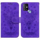 For Infinix Hot 10 X682 Butterfly Rose Embossed Leather Phone Case(Purple) - 1