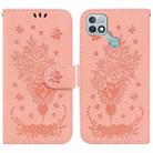 For Infinix Hot 10i / Smart 5 Pro Butterfly Rose Embossed Leather Phone Case(Pink) - 1
