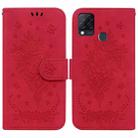 For Infinix Hot 10s / Hot 10T Butterfly Rose Embossed Leather Phone Case(Red) - 1