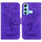 For Infinix Hot 11 X662 Butterfly Rose Embossed Leather Phone Case(Purple) - 1