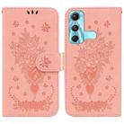 For Infinix Hot 11 X662 Butterfly Rose Embossed Leather Phone Case(Pink) - 1