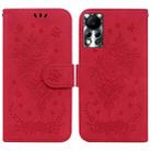 For Infinix Hot 11s NFC X6812B Butterfly Rose Embossed Leather Phone Case(Red) - 1