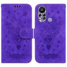 For Infinix Hot 11s X6812 Butterfly Rose Embossed Leather Phone Case(Purple) - 1