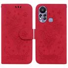 For Infinix Hot 11s X6812 Butterfly Rose Embossed Leather Phone Case(Red) - 1