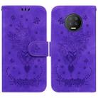 For Infinix Note 7 X690 Butterfly Rose Embossed Leather Phone Case(Purple) - 1
