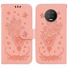 For Infinix Note 7 X690 Butterfly Rose Embossed Leather Phone Case(Pink) - 1