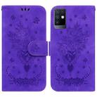 For Infinix Note 10 X693 Butterfly Rose Embossed Leather Phone Case(Purple) - 1