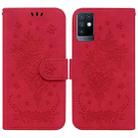 For Infinix Note 10 X693 Butterfly Rose Embossed Leather Phone Case(Red) - 1