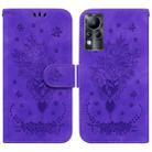 For Infinix Note 11 Butterfly Rose Embossed Leather Phone Case(Purple) - 1