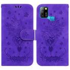 For Infinix Smart 5 X657 / Hot 10 Lite Butterfly Rose Embossed Leather Phone Case(Purple) - 1