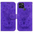 For Infinix Smart 6 Butterfly Rose Embossed Leather Phone Case(Purple) - 1