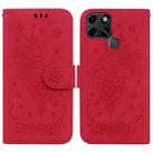 For Infinix Smart 6 Butterfly Rose Embossed Leather Phone Case(Red) - 1