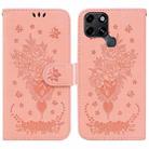 For Infinix Smart 6 Butterfly Rose Embossed Leather Phone Case(Pink) - 1