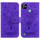 For Infinix Smart HD 2021 X612 Butterfly Rose Embossed Leather Phone Case(Purple) - 1