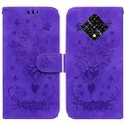 For Infinix Zero 8 X687 Butterfly Rose Embossed Leather Phone Case(Purple) - 1