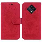 For Infinix Zero 8 X687 Butterfly Rose Embossed Leather Phone Case(Red) - 1