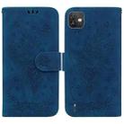 For Wiko Y82 Butterfly Rose Embossed Leather Phone Case(Blue) - 1