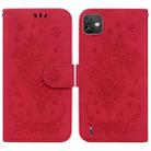 For Wiko Y82 Butterfly Rose Embossed Leather Phone Case(Red) - 1