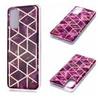 For Galaxy S20+ Plating Marble Pattern Soft TPU Protective Case(Purple) - 1