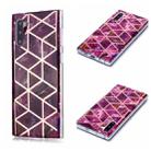For Galaxy Note10 Plating Marble Pattern Soft TPU Protective Case(Purple) - 1