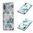 For Galaxy Note10+ Plating Marble Pattern Soft TPU Protective Case(Green White) - 1
