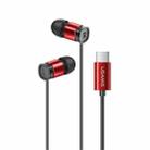 USAMS EP-46 Mini Type-C / USB-C Aluminum Alloy In-Ear Wired Earphone with Digital Chip, Length: 1.2m(Red) - 1