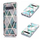 For Galaxy S10 Plating Marble Pattern Soft TPU Protective Case(Green White) - 1