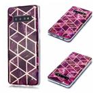 For Galaxy S10+ Plating Marble Pattern Soft TPU Protective Case(Purple) - 1