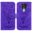 For Tecno Camon 16 Butterfly Rose Embossed Leather Phone Case(Purple) - 1