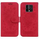 For Tecno Camon 16 Premier Butterfly Rose Embossed Leather Phone Case(Red) - 1