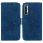 For Tecno Camon 17 Butterfly Rose Embossed Leather Phone Case(Blue) - 1
