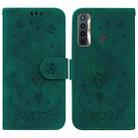 For Tecno Camon 17 Butterfly Rose Embossed Leather Phone Case(Green) - 1