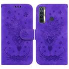 For Tecno Camon 17 Butterfly Rose Embossed Leather Phone Case(Purple) - 1