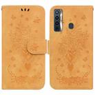 For Tecno Camon 17 Butterfly Rose Embossed Leather Phone Case(Yellow) - 1