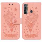 For Tecno Camon 17 Butterfly Rose Embossed Leather Phone Case(Pink) - 1