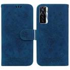 For Tecno Camon 17 Pro Butterfly Rose Embossed Leather Phone Case(Blue) - 1