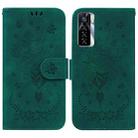 For Tecno Camon 17 Pro Butterfly Rose Embossed Leather Phone Case(Green) - 1
