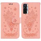 For Tecno Camon 17 Pro Butterfly Rose Embossed Leather Phone Case(Pink) - 1