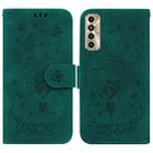 For Tecno Camon 17P Butterfly Rose Embossed Leather Phone Case(Green) - 1