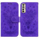 For Tecno Camon 17P Butterfly Rose Embossed Leather Phone Case(Purple) - 1