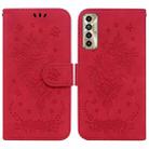 For Tecno Camon 17P Butterfly Rose Embossed Leather Phone Case(Red) - 1