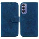 For Tecno Camon 18P Butterfly Rose Embossed Leather Phone Case(Blue) - 1