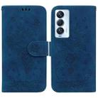 For Tecno Camon 18 Premier Butterfly Rose Embossed Leather Phone Case(Blue) - 1